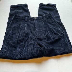 Eddie Bauer Women's Navy Blue Cuffed Corduroy Pants Size 16 High Rise